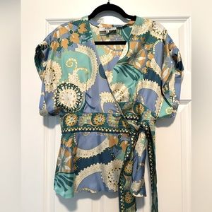 Tibi 100% Silk kimono style wrap shirt